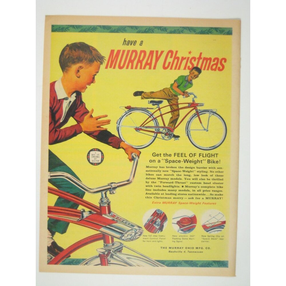 Have A Murray Christmas Vintage 1960s Bicycle Advertising Print Get Feel Flight